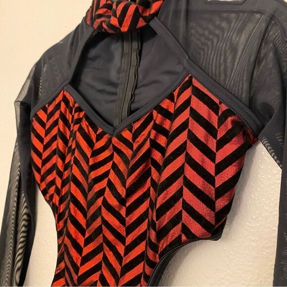 WEISSMAN Balera Dance costume Long Sleeve Chevron cutout Leotard MT10757 MC - Picture 5 of 12